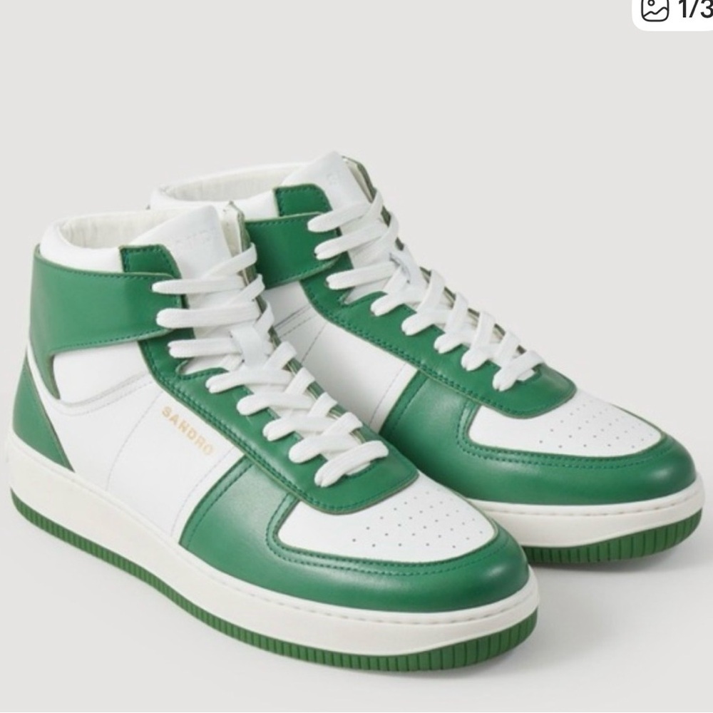 NIB Sandro Two Tone Magic Leather High Top - Men’s US 10.5/EU 44 Retail $385